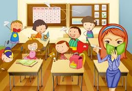 Silly picture of a classroom full of kids with their teacher.