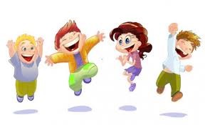 A picture of kids jumping and smiling.